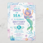 Mermaid Under the Sea cute birthday invitation Kaart (Voorkant / Achterkant)
