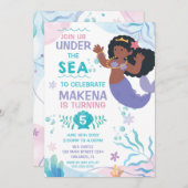 Mermaid Under the Sea cute birthday invitation Kaart (Voorkant / Achterkant)