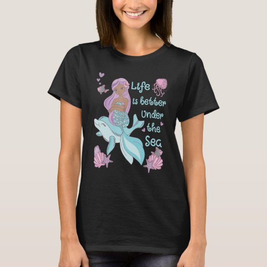 Mermaid Under the Sea Cute Ocean Design T-shirt (Voorkant)