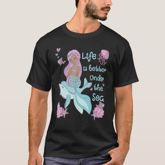 Mermaid  Under the Sea Cute Ocean Design T-shirt (Voorkant)