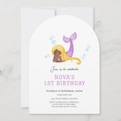 Mermaid Under the sea first birthday invitation Kaart (Voorkant)