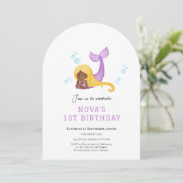 Mermaid Under the sea first birthday invitation Kaart