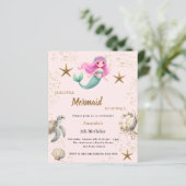Mermaid Under the sea girl Birthday invitation (Staand voorkant)