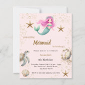Mermaid Under the sea girl Birthday invitation (Voorkant)