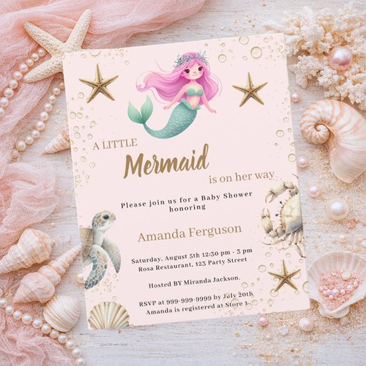 Mermaid Under the sea ocean Baby Shower invitation