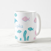 Mermaid Under the Sea Pastel Pink Blue  Koffiemok (Voorkant rechts)