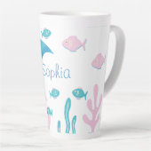 Mermaid Under the Sea Pastel Pink Blue  Latte Mok (Rechterhoek)