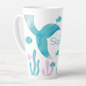 Mermaid Under the Sea Pastel Pink Blue  Latte Mok (Linkerhoek)