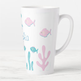 Mermaid Under the Sea Pastel Pink Blue  Latte Mok