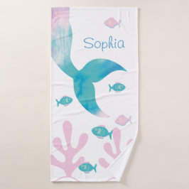 Mermaid Under the Sea Pastel Pink Blue Teen Girls Badhanddoek