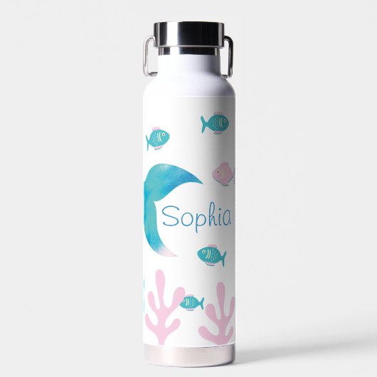 Mermaid Under the Sea Pastel Pink Blue  Waterfles (Voorkant)