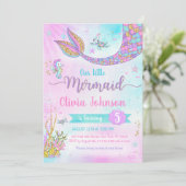 Mermaid Under the Sea Rainbow Girl Birthday Kaart (Staand voorkant)