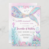 Mermaid Under the Sea Splish Splash Birthday Kaart (Voorkant / Achterkant)