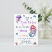 Mermaid Under the Sea Verjaardagsfeestje Briefkaart (Staand voorkant)