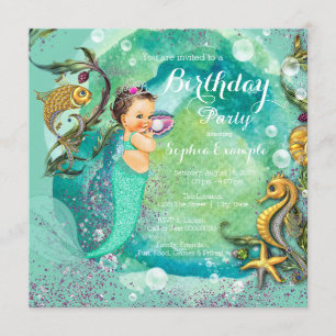 Mermaid Under the Sea Verjaardagsfeestje Kaart