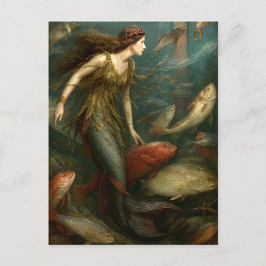 Mermaid Under The Sea With Fish Briefkaart (Voorkant)