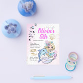 Mermaid under the Zee Birthday Budget Invitation Flyer (Enkel)