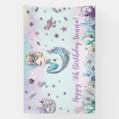 Mermaid under the Zee Birthday Party Backdrop Spandoek (Verticaal)