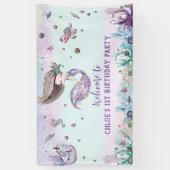 Mermaid under the Zee Birthday Party Backdrop Spandoek (Verticaal)