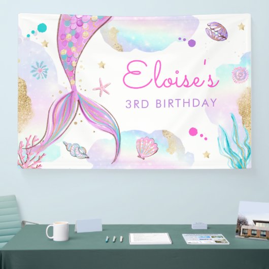 Mermaid under the Zee Birthday Party Welcome Spandoek (Beurs)