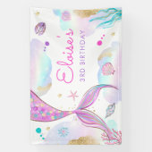 Mermaid under the Zee Birthday Party Welcome Spandoek (Verticaal)