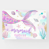 Mermaid under the Zee Birthday Party Welcome Spandoek (Horizontaal)