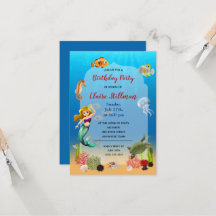 Mermaid under Zee Adventure Birthday Party Invite