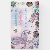 Mermaid under Zee Birthday Girl Welcome Party Spandoek (Verticaal)