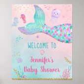 Mermaid under Zee Gold Baby shower Welcome Poster (Voorkant)