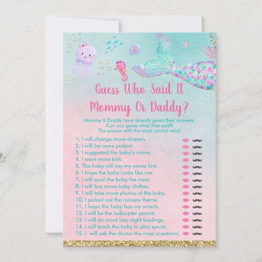 Mermaid under Zee, raad eens wie zei dat het speel Kaart (Voorkant)