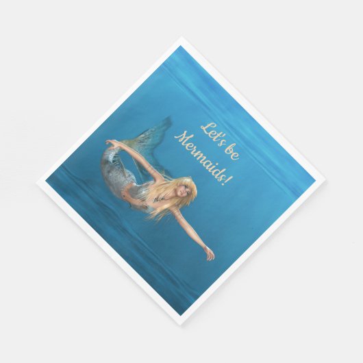 Mermaid Underwater Turquoise Party Napkins Servet (Hoek)