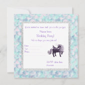 Mermaid unicorn BIRTHDAY PARTY INVITATION Green Kaart (Achterkant)