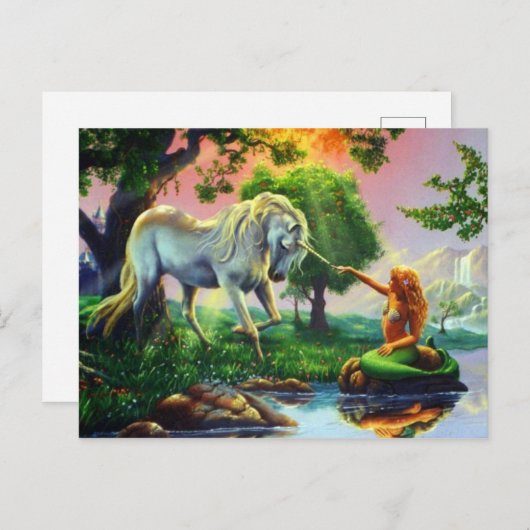 mermaid & unicorn briefkaart (Voorkant / Achterkant)