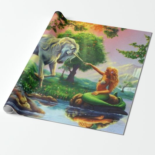 mermaid & unicorn cadeaupapier (Uitgerold)