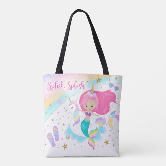 Mermaid & Unicorn Canvas tas (Achterkant)