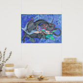 Mermaid Unicorn Dragon Elf Fairy Fantasy Magic Poster (Keuken)