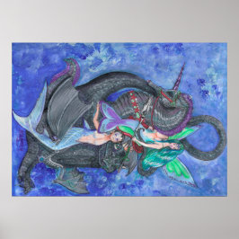 Mermaid Unicorn Dragon Elf Fairy Fantasy Magic Poster