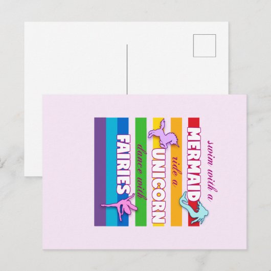 Mermaid, Unicorn, Fairies Gift. Cute Gezegde. Briefkaart (Voorkant / Achterkant)