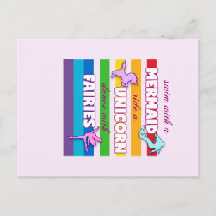 Mermaid, Unicorn, Fairies Gift. Cute Gezegde. Briefkaart