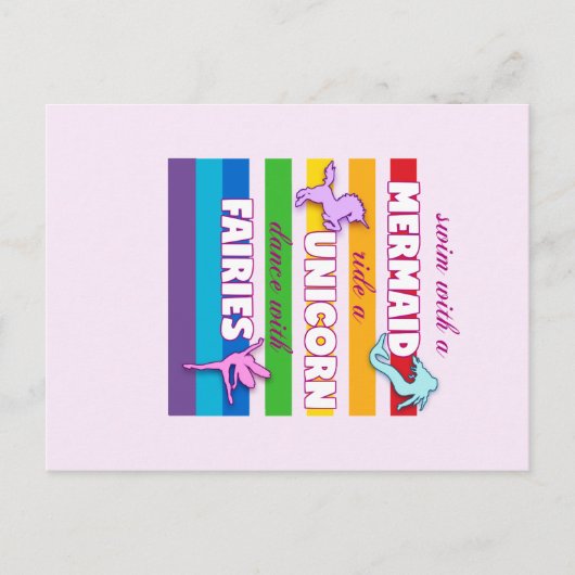 Mermaid, Unicorn, Fairies Gift. Cute Gezegde. Briefkaart (Voorkant)
