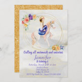 Mermaid Unicorn Gold  Paars Kaart (Voorkant / Achterkant)