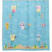 Mermaid Unicorn Kat Shower Curtain Douchegordijn (Voorkant)