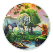 mermaid & unicorn keramische knop (Voorkant)