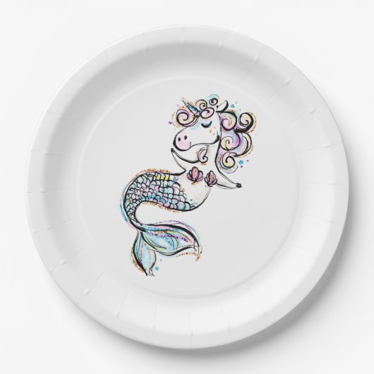 Mermaid Unicorn Papieren Bordje (Voorkant)
