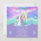 Mermaid + Unicorn Party Invitation Save The Date (Voorkant)