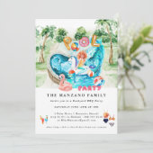 Mermaid Unicorn | Pool Party Invitation Kaart (Staand voorkant)