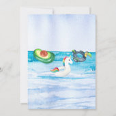 Mermaid Unicorn | Pool Party Invitation Kaart (Achterkant)