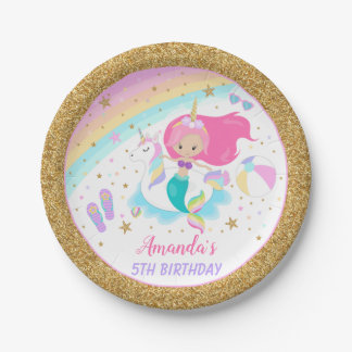 Mermaid & Unicorn Pool Party Paper Borden Papieren Bordje