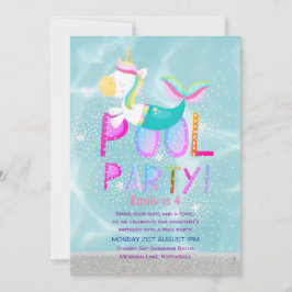 Mermaid Unicorn POOL Pink Glitter Girls Kaart