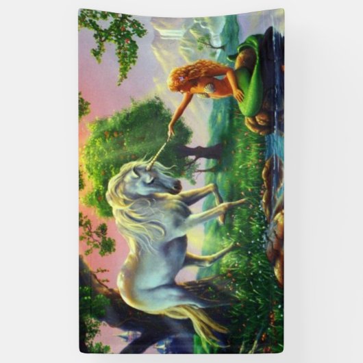 mermaid & unicorn spandoek (Verticaal)